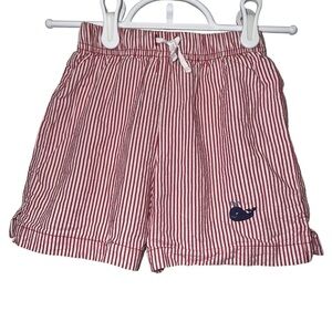 Luigi kids seersucker Striped Red Kids swim Shorts trunks sz 2T whale